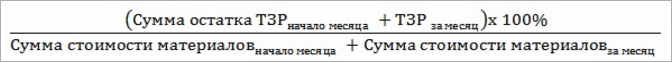 Формула вычисления коэффициента распределения для списания ТЗР