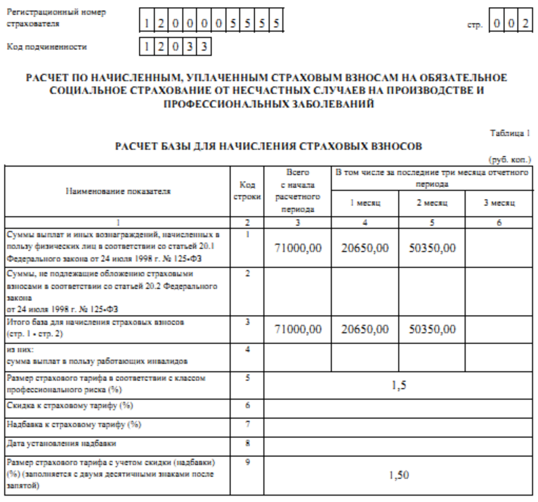 отчет промежуточныйв фсс таблица 1