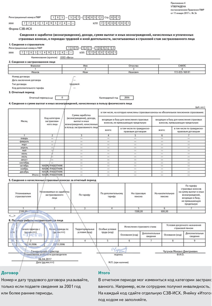 СЗВ-ИСХ пример заполнения